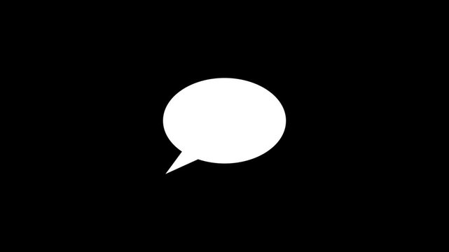 Message bubble typing animation. text Message bubble animation on black background,
 Chat message in motion graphics, White text message bubble popping up on screen