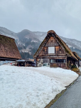 The view of landscape shirakawago in winter