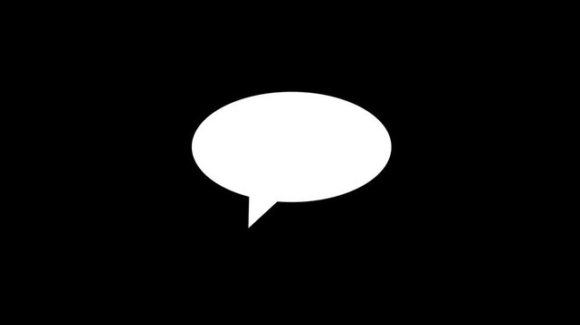 Message bubble typing animation. text Message bubble animation on black background,
 Chat message in motion graphics, White text message bubble popping up on screen