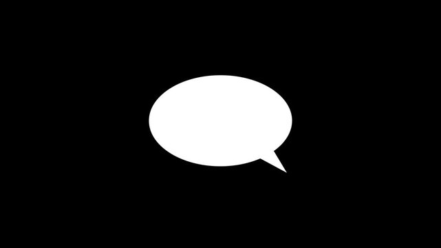 Message bubble typing animation. text Message bubble animation on black background,
 Chat message in motion graphics, White text message bubble popping up on screen