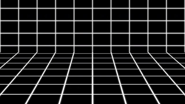 Seamless perspective wireframe motion. Infinite 3D geometric grid for high-tech digital storytelling. Professional 4K asset.
