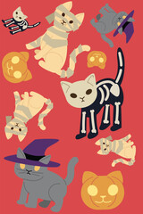 Fototapeta premium Cat_Halloween_Costume_Pattern.eps