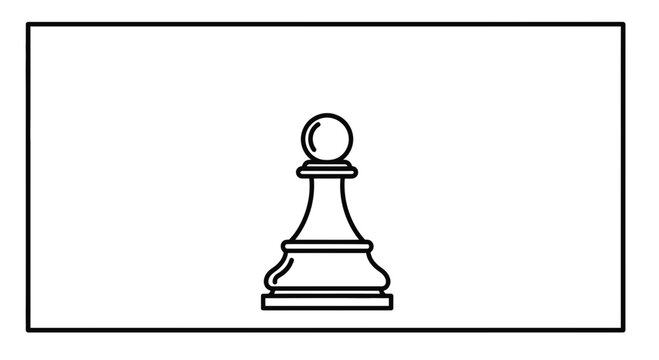 Black and white outline of a chess pawn, symbolizing strategy, game, and competition.