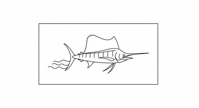 Sailfish Illustration: Dynamic Ocean Predator with Majestic Sail Fin