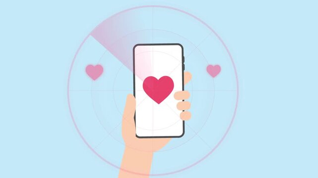 dating app on phone with radar search for match