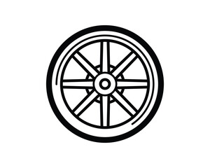 Fototapeta premium Black outline icon of a flywheel for energy storage