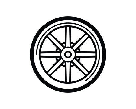 Black outline icon of a flywheel for energy storage