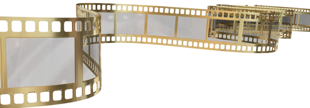 movie film stripe gold golden isolated for cinema background - 3d rendering