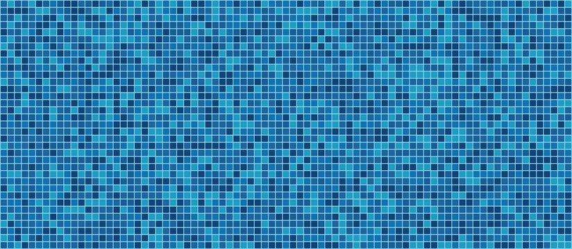Vector Flat color and solid Canvas of Pool Mosaic, Tiny, varying shades of blue square glass tiles