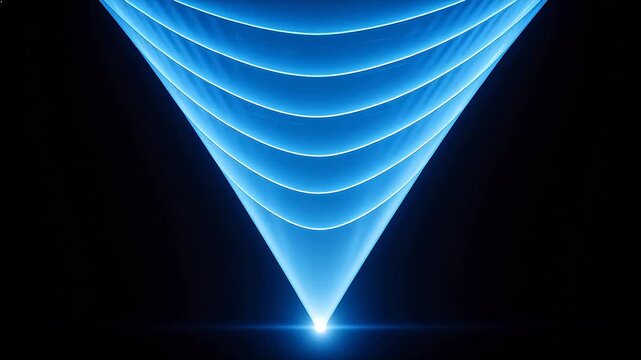 Blue neon triangular light pattern