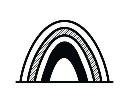 Geological anticline fold vector illustration with layered black, white, and striped bands.