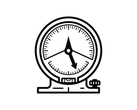 Geological compass clinometer line art vector illustration for surveying and measurement projects.