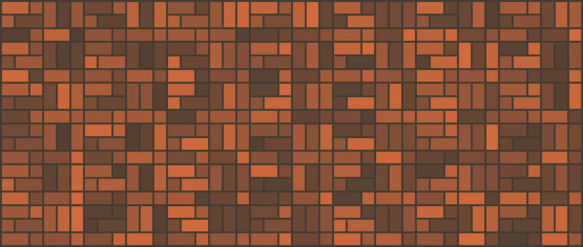 Geometric tiled pattern featuring reddish brown and dark brown rectangular shapes