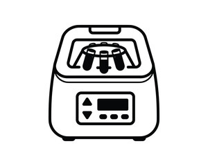 Fototapeta premium Microcentrifuge vector line art icon with tubes inside for laboratory sample separation.