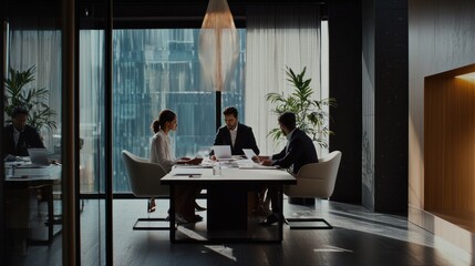 Fototapeta premium Business team working on product launch strategy in modern office