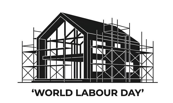 World Labour Day concept illustration celebrating workers and the global workforce. Symbolizing hard work, unity, equality, and workers&rsquo; rights across industries such as construction, manufacturing