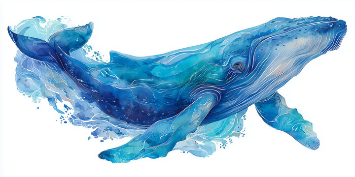 A whale painted in watercolor