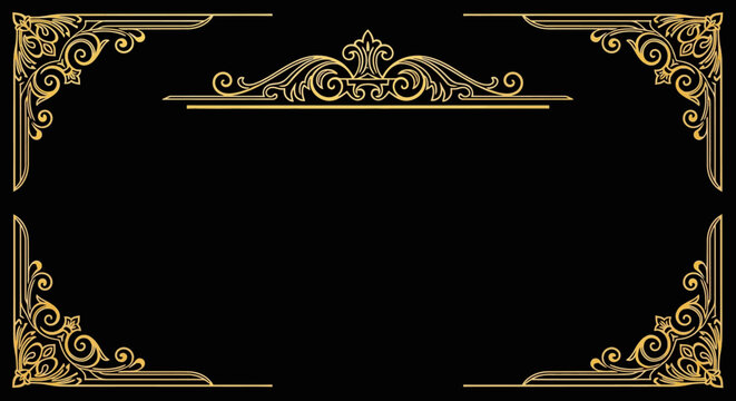 Golden ornate frame on black background.