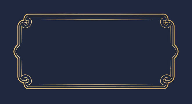 Golden Ornate Rectangular Frame Border.