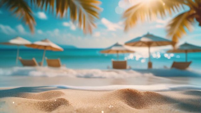 Tropical Beach Paradise with Palm Trees Generative AI