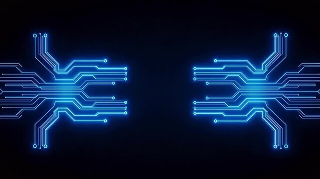 Blue glowing circuit board patterns