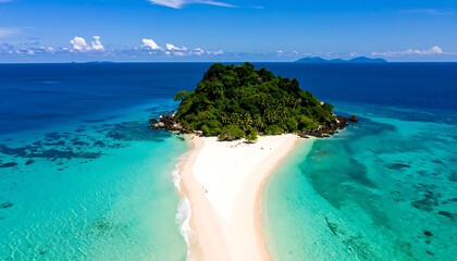 Naklejka premium Aerial view of a tropical island with white sand beach (5)