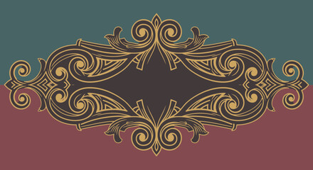 Ornate Golden Decorative Frame Element Design. © Restu