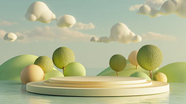 spring landscape with balloons vector illustration