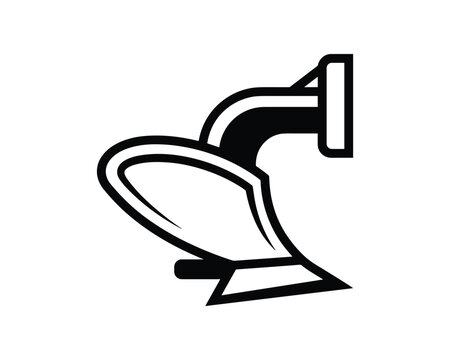 Vector outline illustration of an agricultural plowshare for farming and tillage projects.