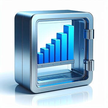 3d rendering of digital growth chart inside futuristic secure server vault