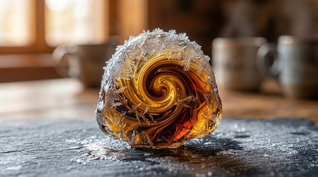 Microscopic Frozen Coffee Surface Resembling a Dark Alien Landscape