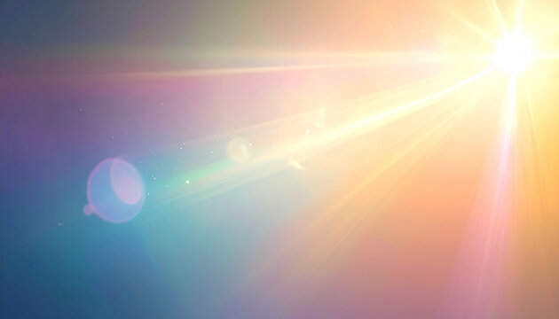 Bright glowing sun flare with lens reflection.