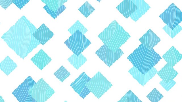 Abstract Blue Squares with Wavy Textures Floating on White Background