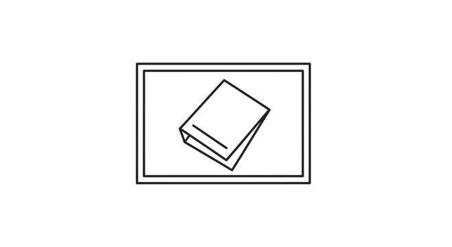 Open Book Icon on White Background, Simple Line Art Illustration