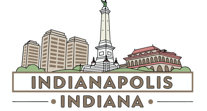 Indianapolis Indiana skyline vector illustration, clean urban silhouette