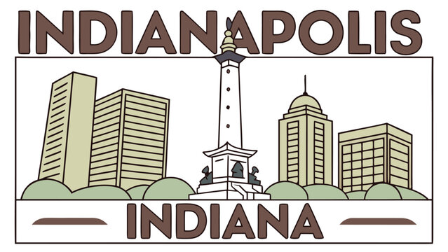 Indianapolis Indiana city skyline silhouette vector for minimalist travel wall art
