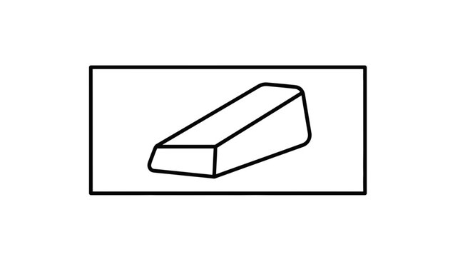 Simple wedge shape icon in a rectangle, isolated on white background