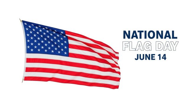 Celebration of national flag day on june 14 featuring the american flag isolated on white background