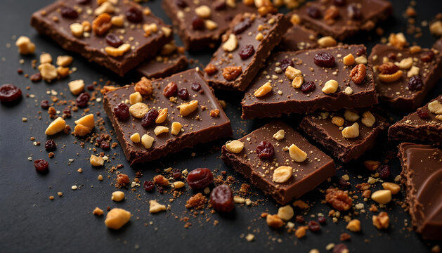 Chocolate bar broken pieces