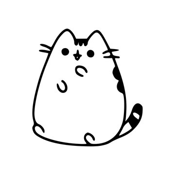 adorable doodled tabby cat isolated on white