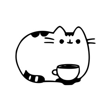 adorable doodled tabby cat isolated on white