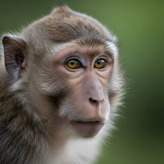 Fototapeta premium Close up portrait of macaque monkey in nature