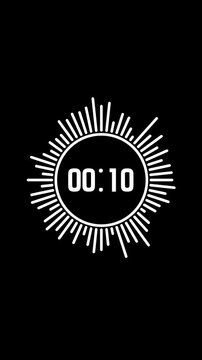 Circular Audio Waveform Animation with Digital Counter and Radial Equalizer on Dark Background
