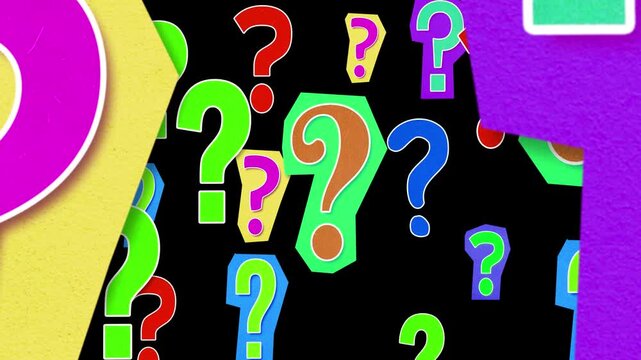 Question Mark Animation Colorful Cartoon Paper Cut Style Quiz Background
