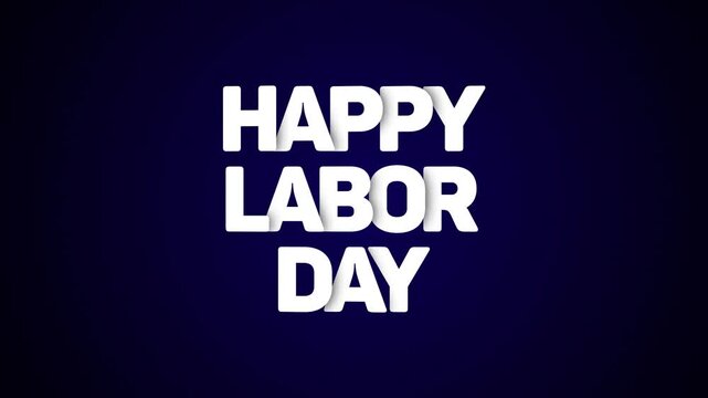 Labor Day Animation Overlapping Typography Bold Layered Text Effect on Blue Background