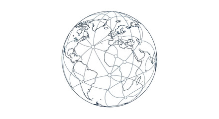 Illustration of a connected globe with network lines © Ayu