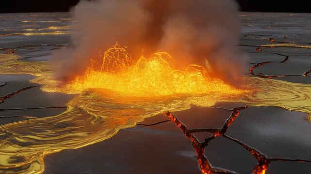 Molten Gold Lava on a Frozen Lake: 3D Fluid Simulation of Steam and Cracking Ice