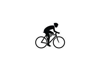 Obraz premium Cyclist Silhouette Riding Road Bike Isolated on White Background for Sport and Fitness Design