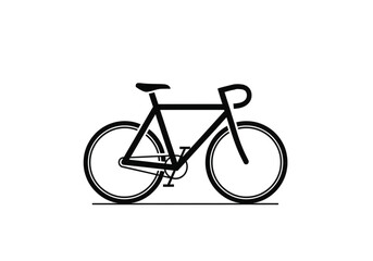 Fototapeta premium Minimalist Black Bicycle Icon on White Background - Road Racing Bike Silhouette Vector Illustration