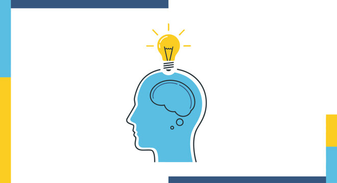 Thinking Brain With Light Bulb Idea.